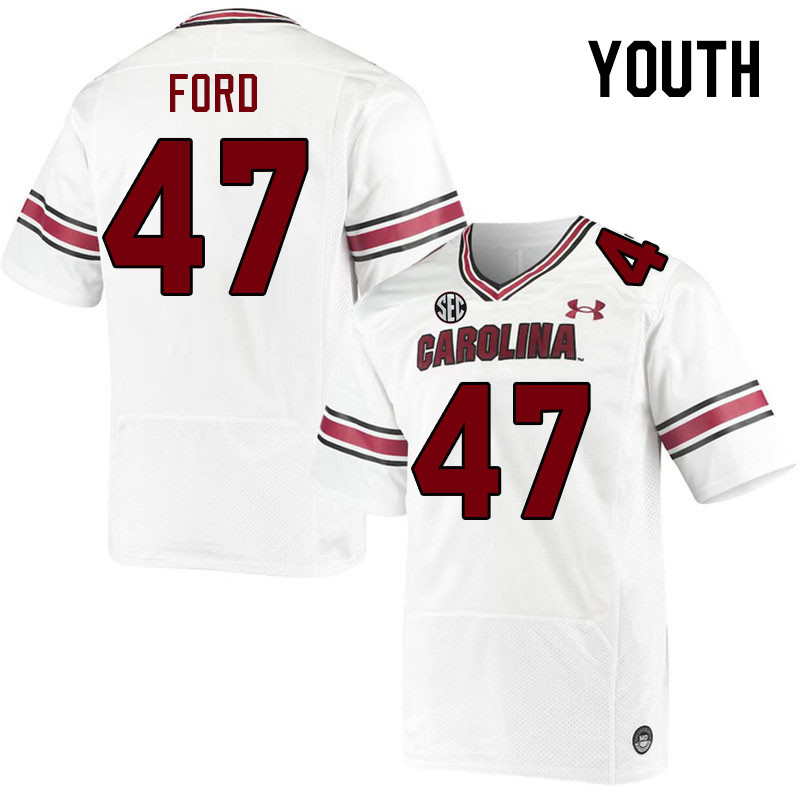 Youth #47 King-Demenian Ford South Carolina Gamecocks 2023 College Football Jerseys Stitched-White